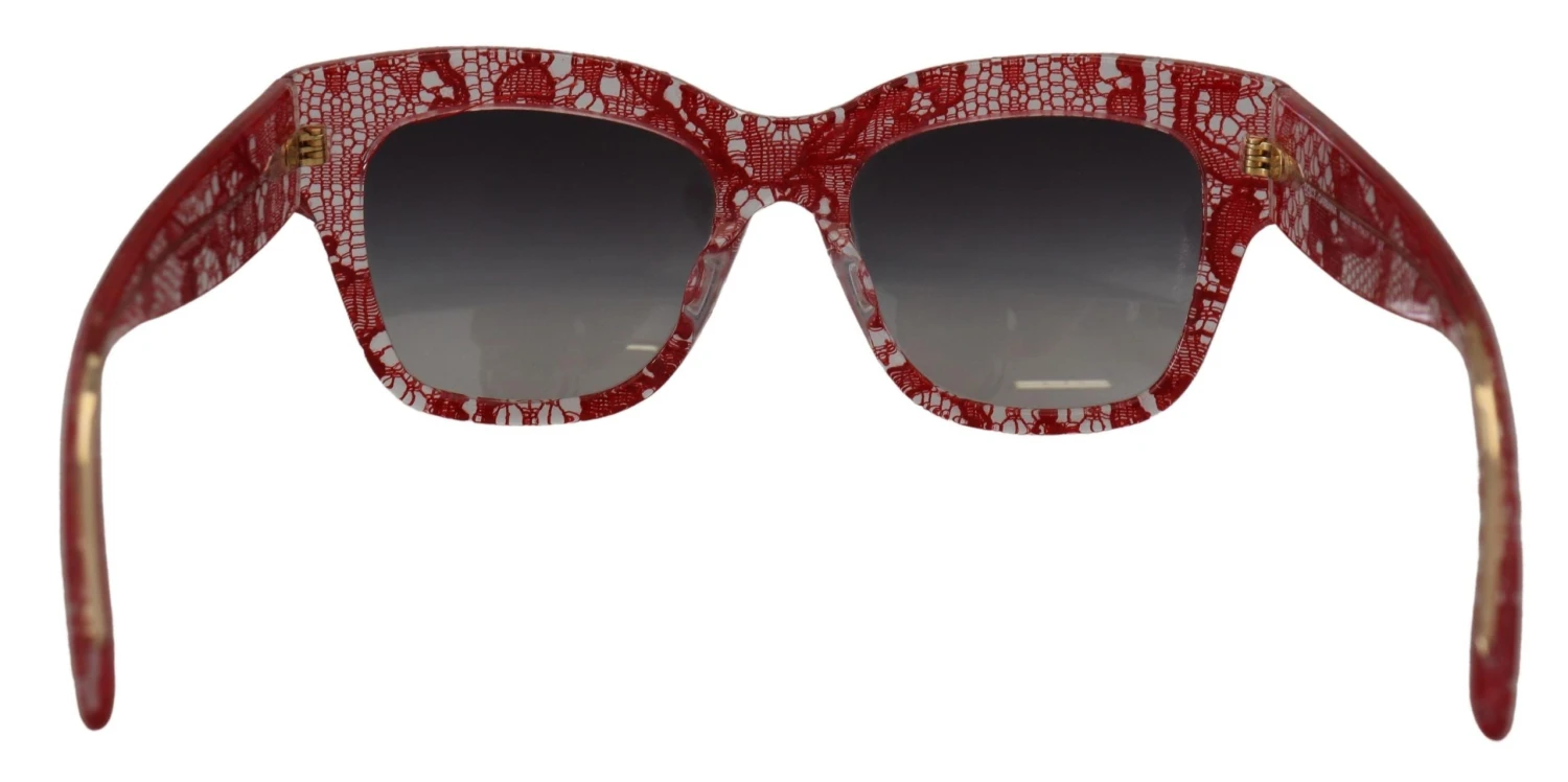 Dolce & Gabbana Red Lace Acetate Rectangle Shades DG4231F Women's Sunglasses 5 Dolce & Gabbana Red Lace Acetate Rectangle Shades DG4231F Women's Sunglasses - Image 3