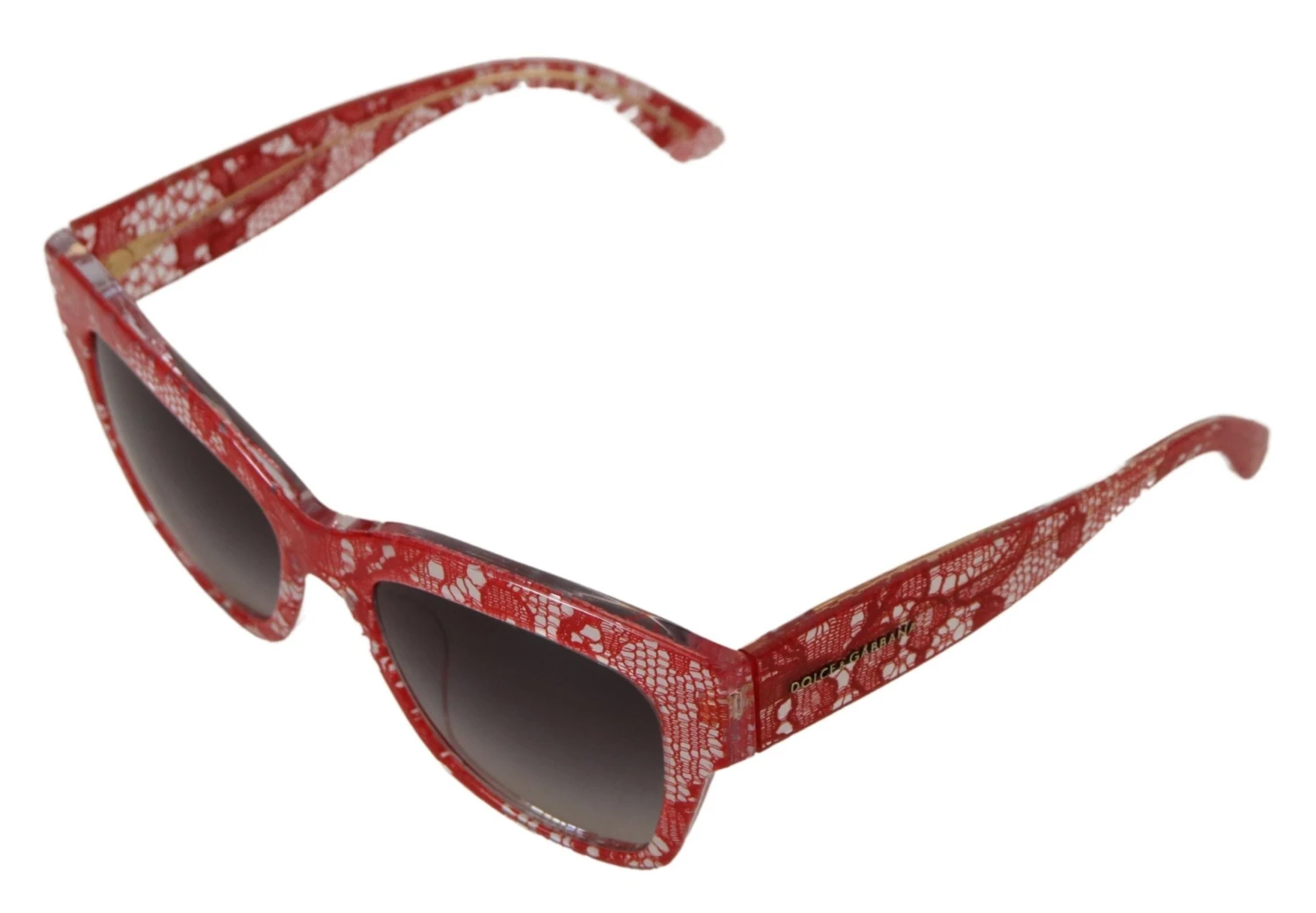 Dolce & Gabbana Red Lace Acetate Rectangle Shades DG4231F Women's Sunglasses 6 Dolce & Gabbana Red Lace Acetate Rectangle Shades DG4231F Women's Sunglasses - Image 4