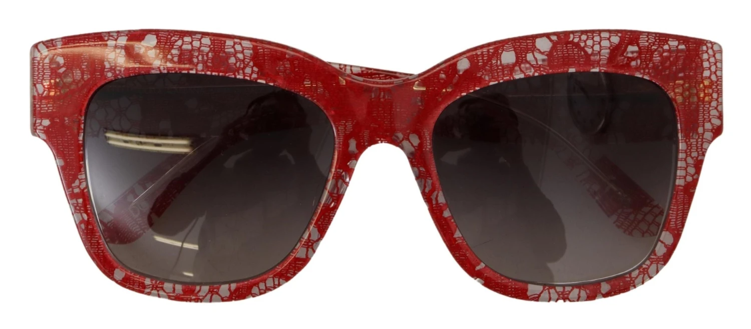 Dolce & Gabbana Red Lace Acetate Rectangle Shades DG4231F Women's Sunglasses 7 Dolce & Gabbana Red Lace Acetate Rectangle Shades DG4231F Women's Sunglasses - Image 5