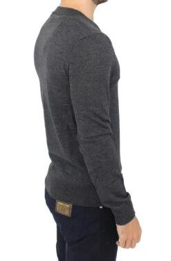Ermanno Scervino Gray Wool Blend V-neck Pullover Men's Sweater -Lux Lair Store 37818