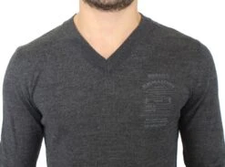 Ermanno Scervino Gray Wool Blend V-neck Pullover Men's Sweater -Lux Lair Store 37821