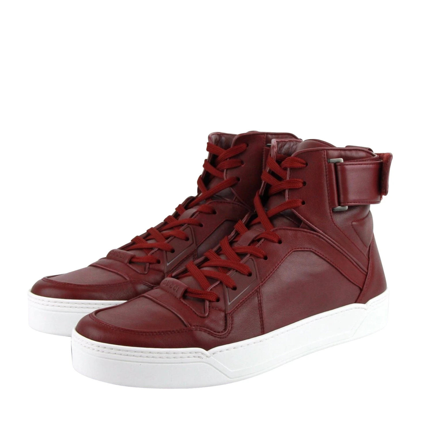 Gucci High Top Strong Dark Red Leather Sneakers With Strap 386738 6148 4 Gucci High Top Strong Dark Red Leather Sneakers With Strap 386738 6148 - Image 2