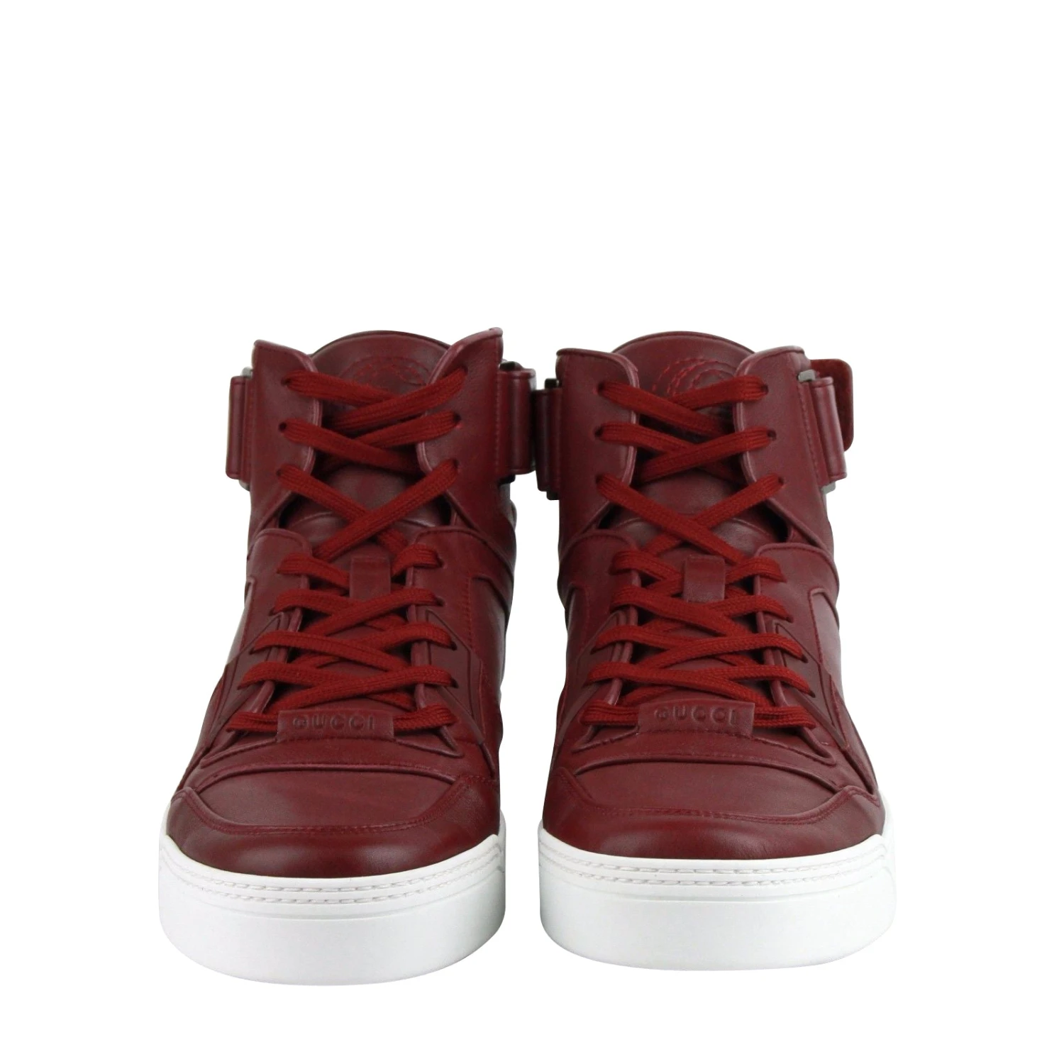 Gucci High Top Strong Dark Red Leather Sneakers With Strap 386738 6148 5 Gucci High Top Strong Dark Red Leather Sneakers With Strap 386738 6148 - Image 3