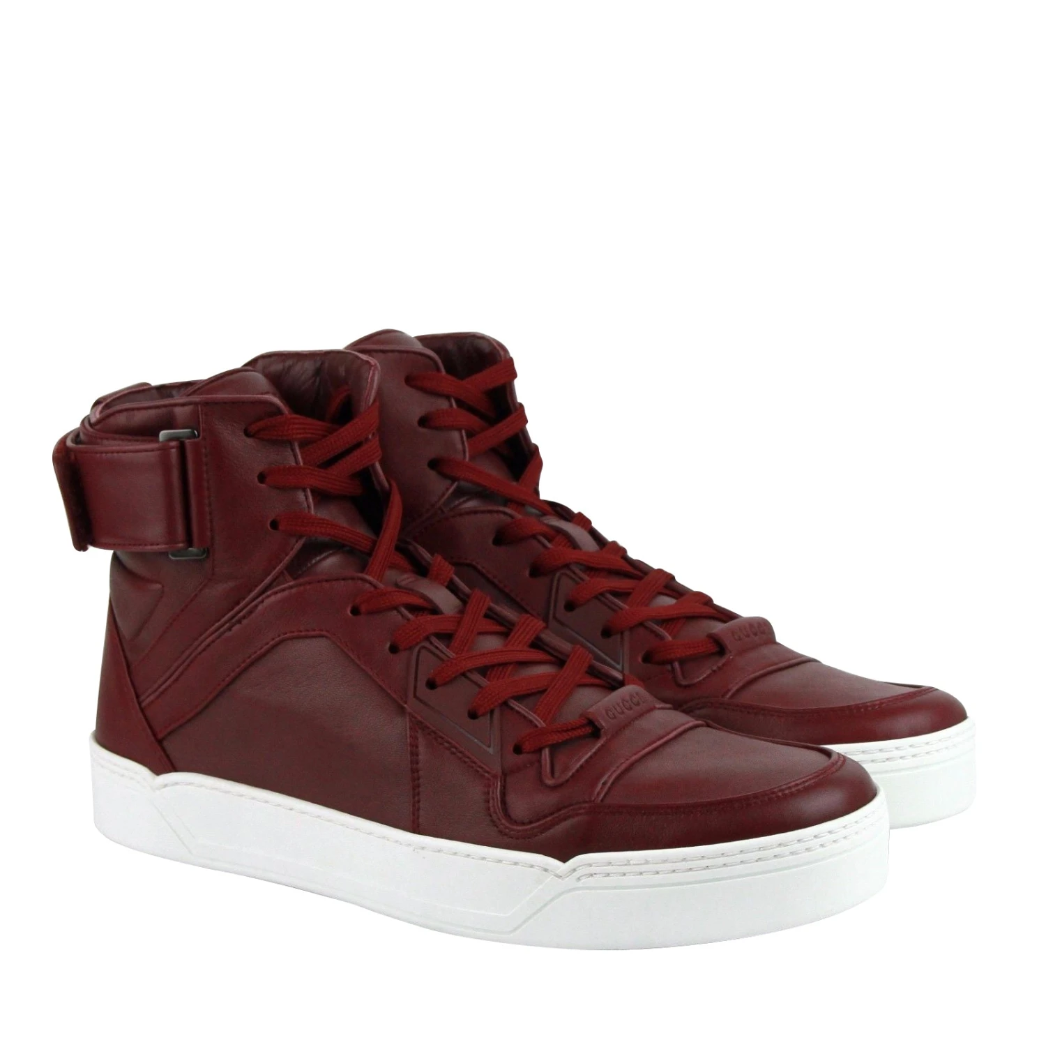 Gucci High Top Strong Dark Red Leather Sneakers With Strap 386738 6148 6 Gucci High Top Strong Dark Red Leather Sneakers With Strap 386738 6148 - Image 4