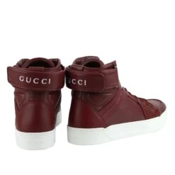 Gucci High Top Strong Dark Red Leather Sneakers With Strap 386738 6148 15 Gucci High Top Strong Dark Red Leather Sneakers With Strap 386738 6148 -Lux Lair Store 386738 6148 10g 5