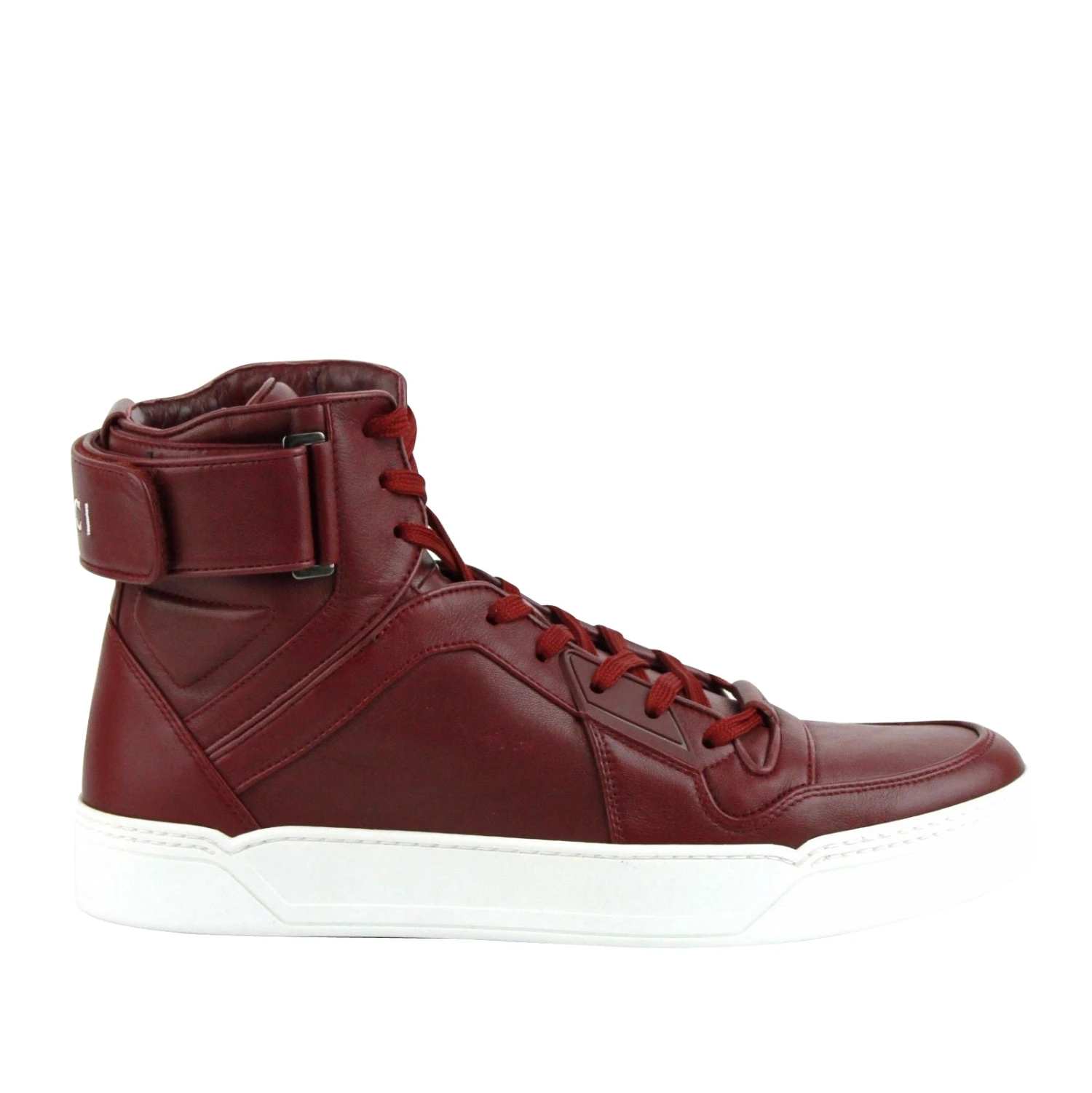 Gucci High Top Strong Dark Red Leather Sneakers With Strap 386738 6148 9 Gucci High Top Strong Dark Red Leather Sneakers With Strap 386738 6148 - Image 7