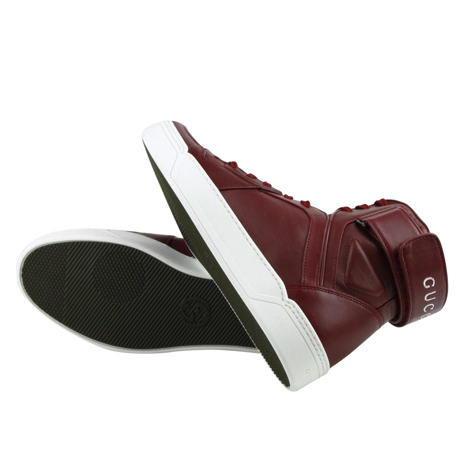 Gucci High Top Strong Dark Red Leather Sneakers With Strap 386738 6148 11 Gucci High Top Strong Dark Red Leather Sneakers With Strap 386738 6148 - Image 9
