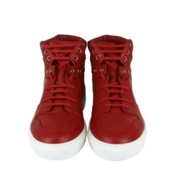 Balenciaga Men's Hi Top Dark Red Leather / Coated Canvas Sneaker -Lux Lair Store 391205 6479 41e 3