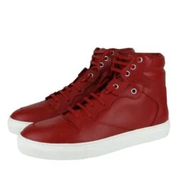 Balenciaga Men's Hi Top Dark Red Leather / Coated Canvas Sneaker -Lux Lair Store 391205 6479 41e 4
