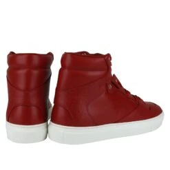 Balenciaga Men's Hi Top Dark Red Leather / Coated Canvas Sneaker -Lux Lair Store 391205 6479 41e 5