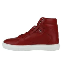 Balenciaga Men's Hi Top Dark Red Leather / Coated Canvas Sneaker -Lux Lair Store 391205 6479 41e 7