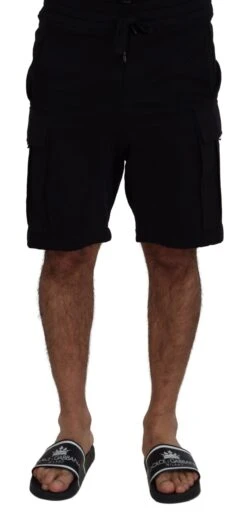 Dolce & Gabbana Black Cotton Bermuda Cargo Men's Shorts