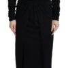 Dolce & Gabbana Black Sheath Midi Gown Wool Wrap Women's Dress 1 Dolce & Gabbana Black Sheath Midi Gown Wool Wrap Women's Dress -Lux Lair Store 3958636