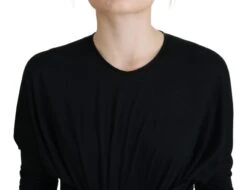 Dolce & Gabbana Black Sheath Midi Gown Wool Wrap Women's Dress -Lux Lair Store 3958646