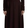 Dolce & Gabbana Brown Wrap Long Sleeve Midi Stretch Women's Dress -Lux Lair Store 3958668