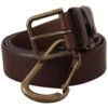 Dolce & Gabbana Brown Leather Gold Metal Buckle Carabiner Men's Belt 1 Dolce & Gabbana Brown Leather Gold Metal Buckle Carabiner Men's Belt -Lux Lair Store 3963443