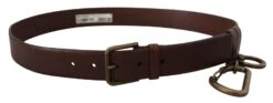 Dolce & Gabbana Brown Leather Gold Metal Buckle Carabiner Men's Belt -Lux Lair Store 3963445