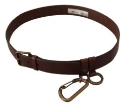 Dolce & Gabbana Brown Leather Gold Metal Buckle Carabiner Men's Belt -Lux Lair Store 3963446