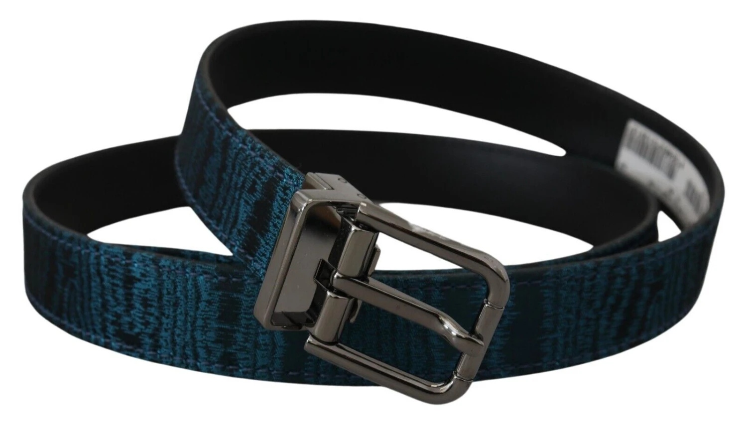 Dolce & Gabbana Blue Jacquard Moire Silver Metal Belt Men's Men 5 Dolce & Gabbana Blue Jacquard Moire Silver Metal Belt Men's Men - Image 3