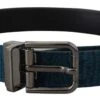 Dolce & Gabbana Blue Jacquard Moire Silver Metal Belt Men's Men 1 Dolce & Gabbana Blue Jacquard Moire Silver Metal Belt Men's Men -Lux Lair Store 3963631