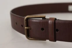 Dolce & Gabbana Brown Leather Gold Metal Buckle Carabiner Men's Belt -Lux Lair Store 3966751