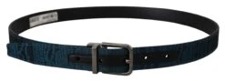 Dolce & Gabbana Blue Jacquard Moire Silver Metal Belt Men's Men 11 Dolce & Gabbana Blue Jacquard Moire Silver Metal Belt Men's Men -Lux Lair Store 3967563
