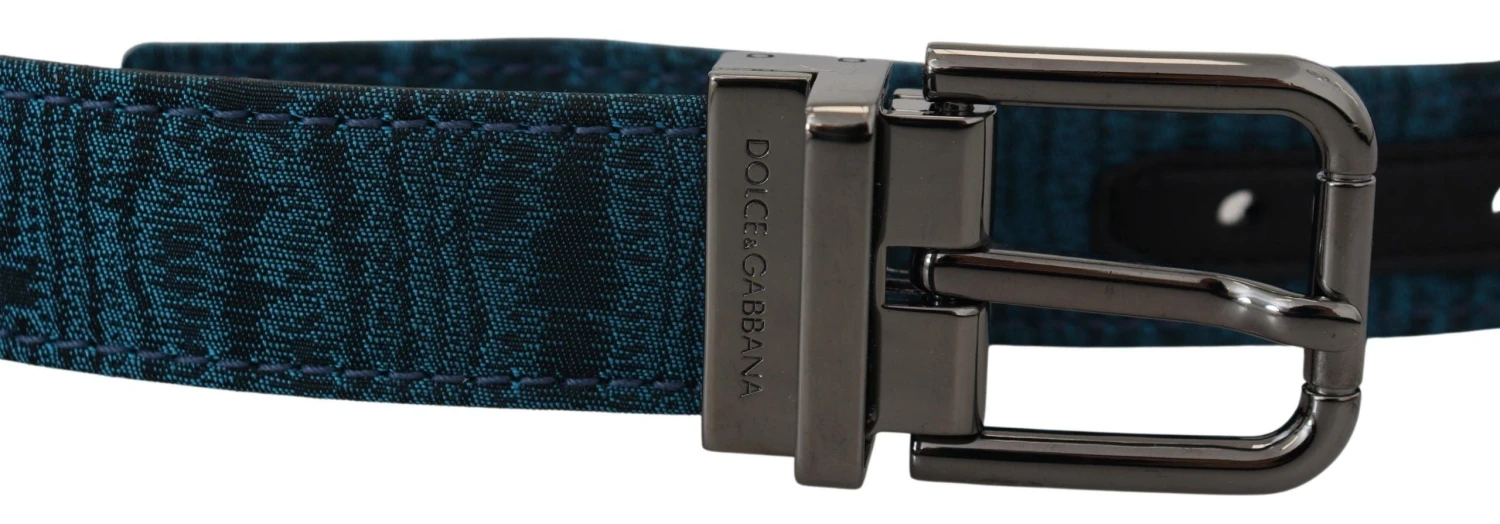 Dolce & Gabbana Blue Jacquard Moire Silver Metal Belt Men's Men 8 Dolce & Gabbana Blue Jacquard Moire Silver Metal Belt Men's Men - Image 6
