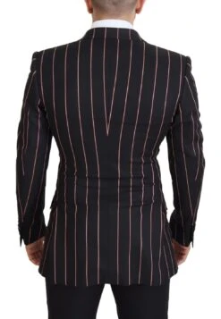 Dolce & Gabbana Black Stripes Viscose Double Breasted Men's Blazer 10 Dolce & Gabbana Black Stripes Viscose Double Breasted Men's Blazer -Lux Lair Store 3968039