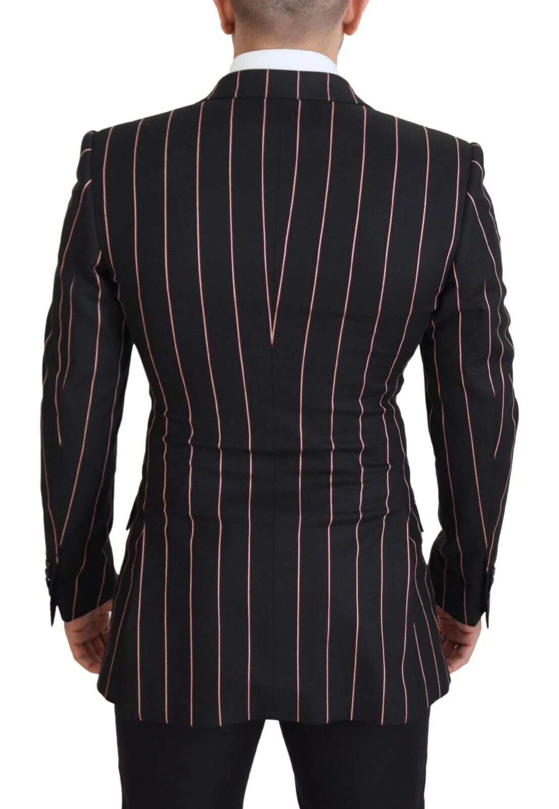 Dolce & Gabbana Black Stripes Viscose Double Breasted Men's Blazer 5 Dolce & Gabbana Black Stripes Viscose Double Breasted Men's Blazer - Image 3