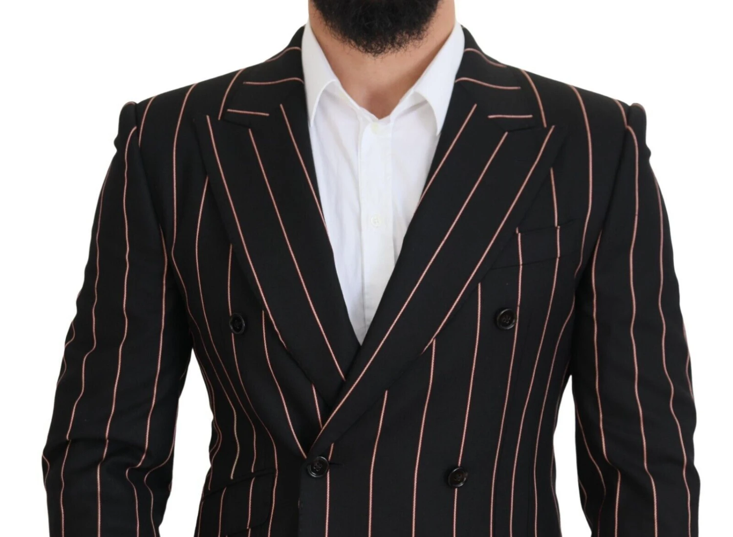 Dolce & Gabbana Black Stripes Viscose Double Breasted Men's Blazer 6 Dolce & Gabbana Black Stripes Viscose Double Breasted Men's Blazer - Image 4