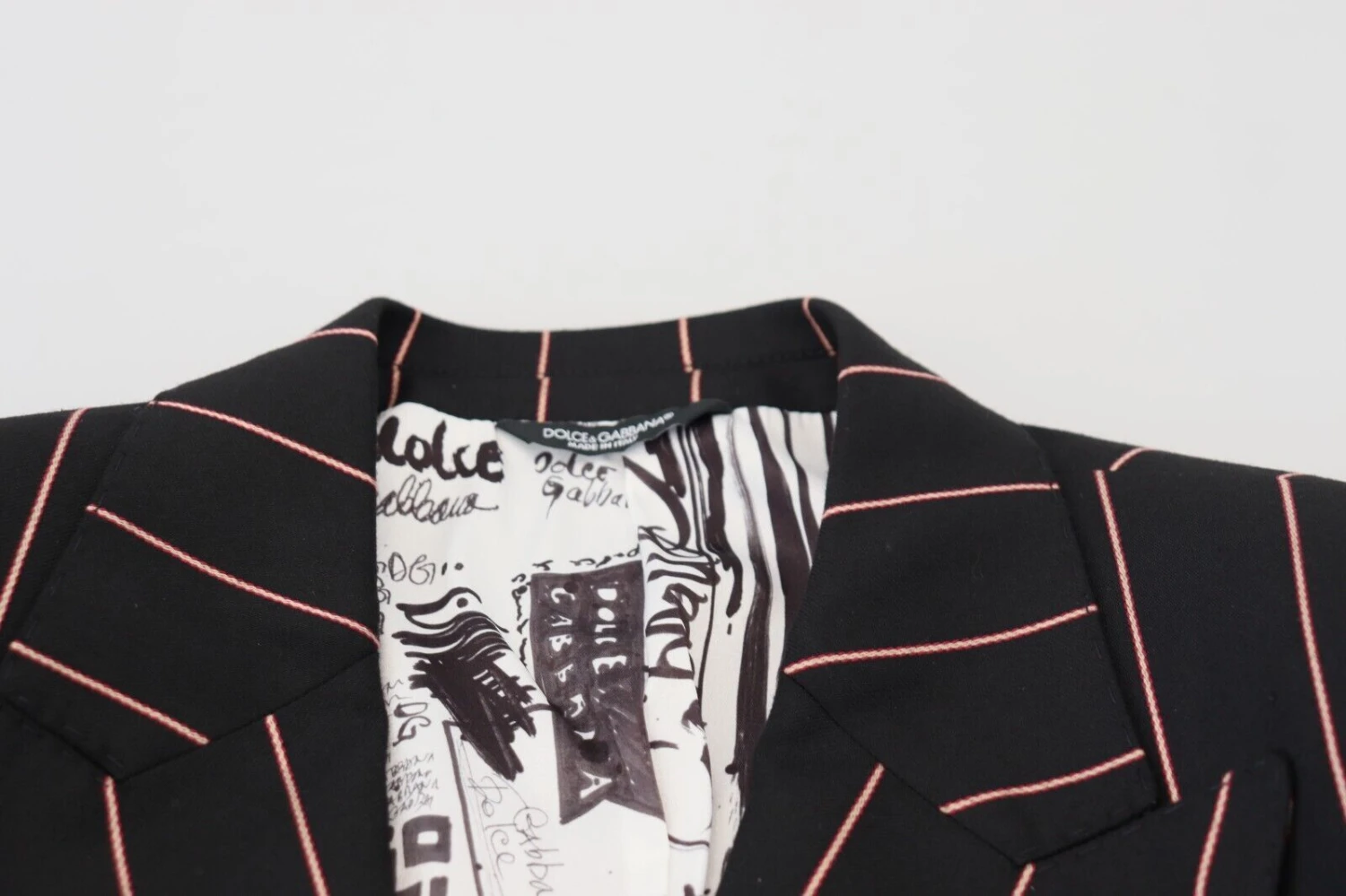 Dolce & Gabbana Black Stripes Viscose Double Breasted Men's Blazer 8 Dolce & Gabbana Black Stripes Viscose Double Breasted Men's Blazer - Image 6