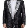 Dolce & Gabbana Black Sequined Cow Pattern Nylon Men's Blazer 1 Dolce & Gabbana Black Sequined Cow Pattern Nylon Men's Blazer -Lux Lair Store 3968060