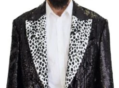 Dolce & Gabbana Black Sequined Cow Pattern Nylon Men's Blazer 11 Dolce & Gabbana Black Sequined Cow Pattern Nylon Men's Blazer -Lux Lair Store 3968063