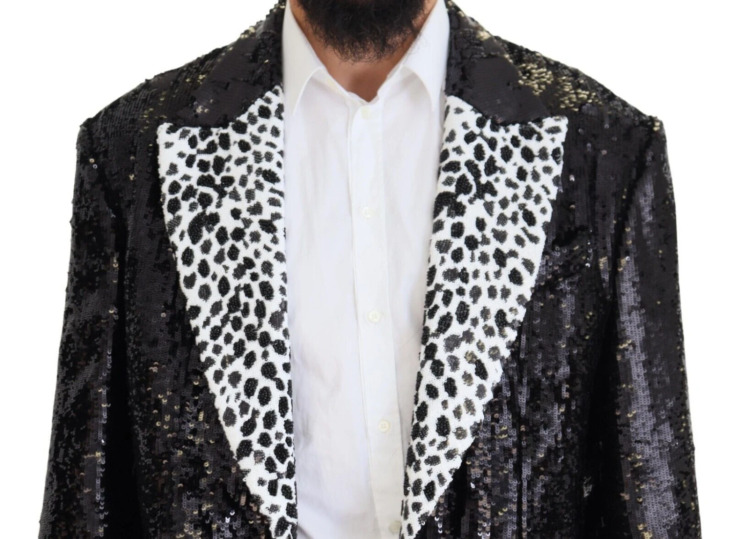 Dolce & Gabbana Black Sequined Cow Pattern Nylon Men's Blazer 6 Dolce & Gabbana Black Sequined Cow Pattern Nylon Men's Blazer - Image 4