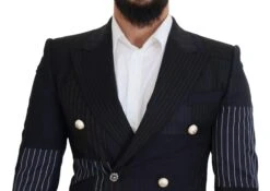 Dolce & Gabbana Blue Wool Patchwork Double Breasted Men's Blazer 11 Dolce & Gabbana Blue Wool Patchwork Double Breasted Men's Blazer -Lux Lair Store 3968086