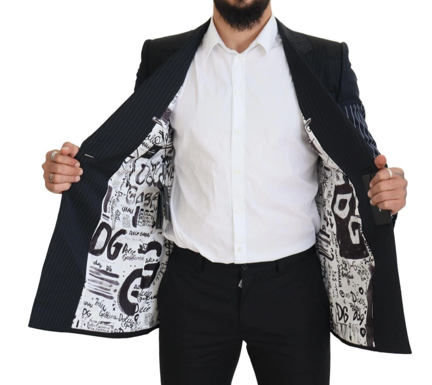 Dolce & Gabbana Blue Wool Patchwork Double Breasted Men's Blazer 8 Dolce & Gabbana Blue Wool Patchwork Double Breasted Men's Blazer - Image 6