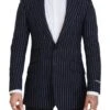 Dolce & Gabbana Dark Blue Stripe Wool Single Breasted Men's Blazer -Lux Lair Store 3968095