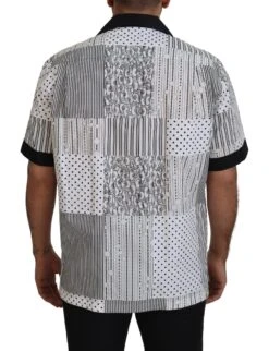 Dolce & Gabbana White Black Patterned Button Down Men's Shirt -Lux Lair Store 3968365