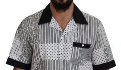 Dolce & Gabbana White Black Patterned Button Down Men's Shirt -Lux Lair Store 3968367