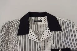 Dolce & Gabbana White Black Patterned Button Down Men's Shirt -Lux Lair Store 3968369