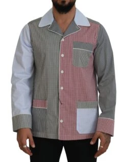 Dolce & Gabbana Multicolor Patchwork Cotton Long Sleeves Men's Shirt