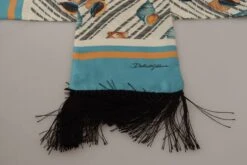 Dolce & Gabbana Multicolor Seashells DG Print Silk Shawl Fringe Men's Scarf -Lux Lair Store 3974827