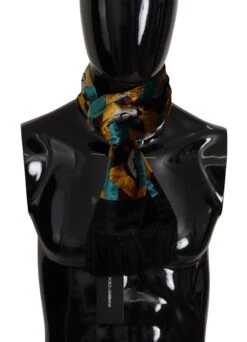 Dolce & Gabbana Multicolor DG Logo Print Shawl Wrap Fringe Men's Scarf