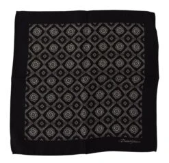 Dolce & Gabbana Black Geometric Patterned Square Handkerchief Men's Scarf