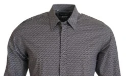 Dolce & Gabbana Gray Brown GOLD Slim Fit Dress Formal Men's Shirt -Lux Lair Store 3982607