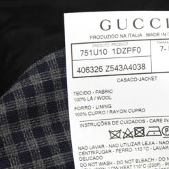 Gucci Men's Formal Midnight Blue / Grey Wool Jacket 2 Buttons 18 Gucci Men's Formal Midnight Blue / Grey Wool Jacket 2 Buttons -Lux Lair Store 406326 4038 48r 8