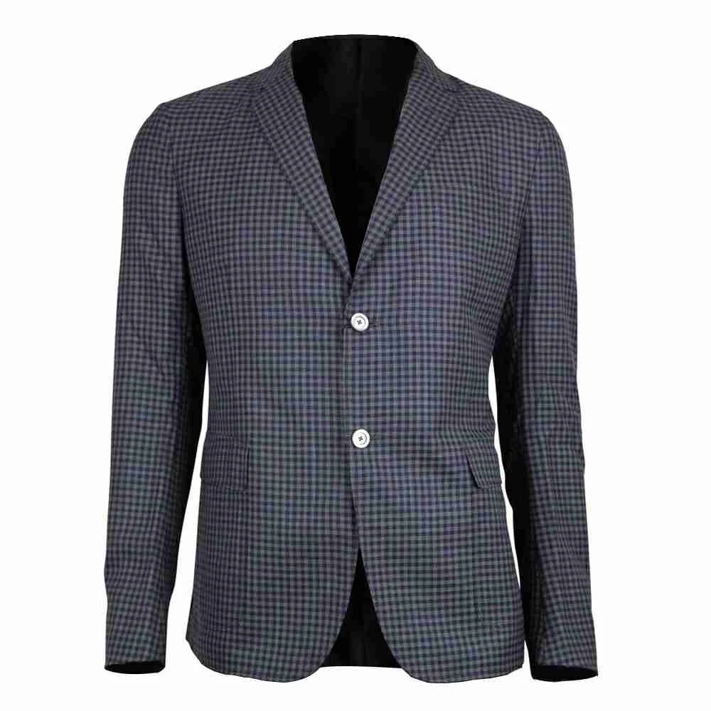 Gucci Men's Formal Midnight Blue / Grey Wool Jacket 2 Buttons 3 Gucci Men's Formal Midnight Blue / Grey Wool Jacket 2 Buttons