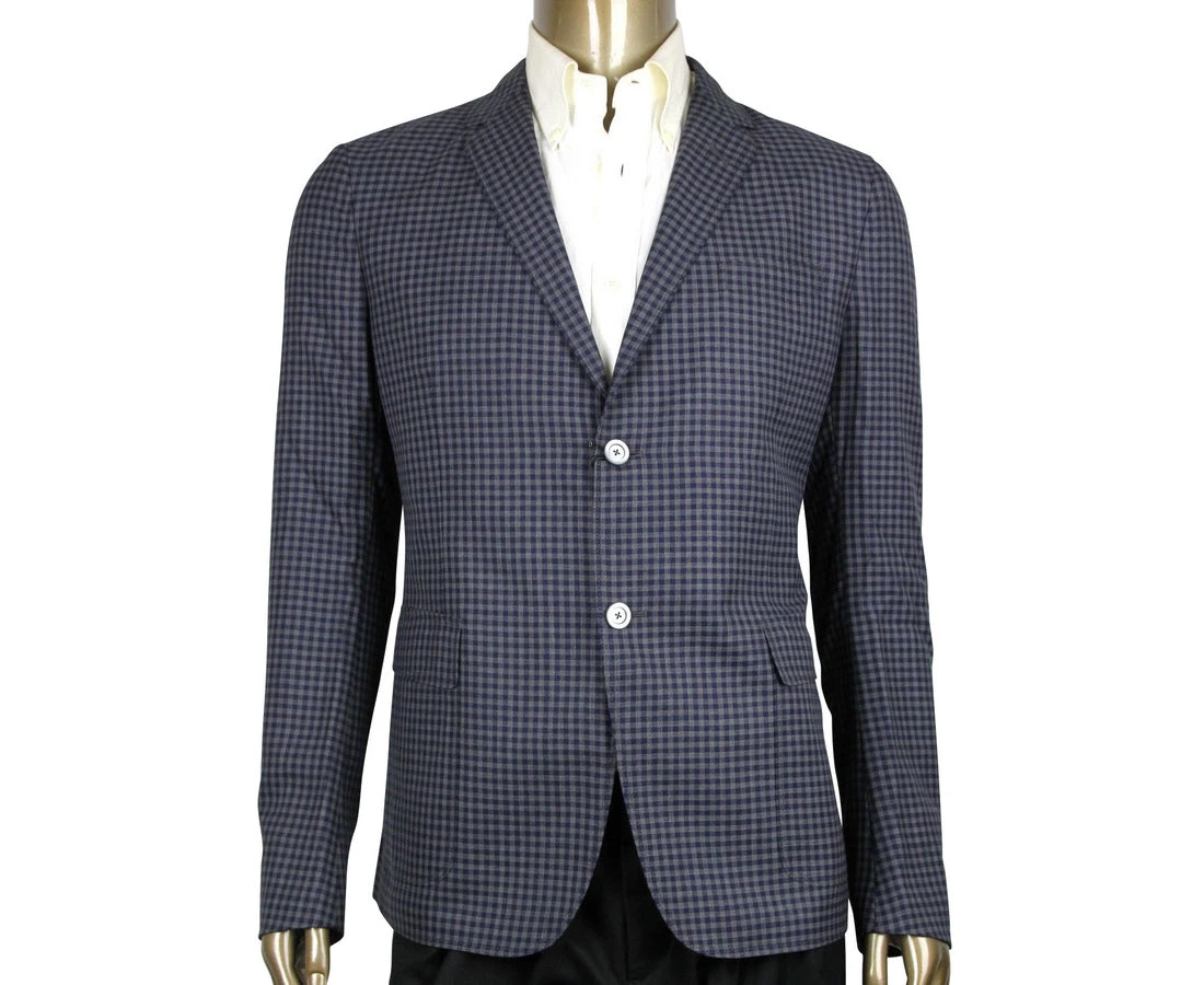 Gucci Men's Formal Midnight Blue / Grey Wool Jacket 2 Buttons 4 Gucci Men's Formal Midnight Blue / Grey Wool Jacket 2 Buttons - Image 2