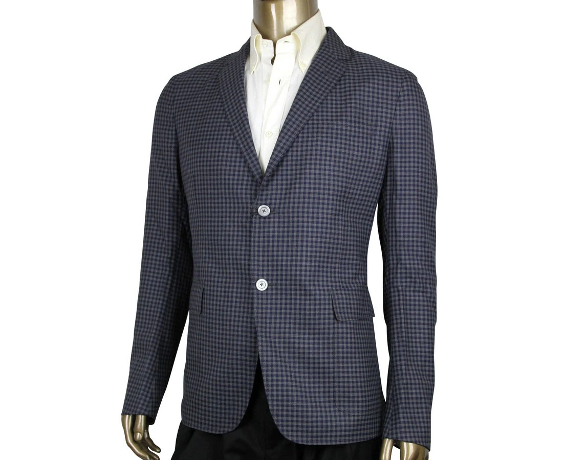 Gucci Men's Formal Midnight Blue / Grey Wool Jacket 2 Buttons 6 Gucci Men's Formal Midnight Blue / Grey Wool Jacket 2 Buttons - Image 4