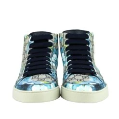 Gucci Men's Bloom Print Supreme GG Blue Canvas Hi Top Sneaker Shoes 24 Gucci Men's Bloom Print Supreme GG Blue Canvas Hi Top Sneaker Shoes -Lux Lair Store 407342 8470 12.5g 3